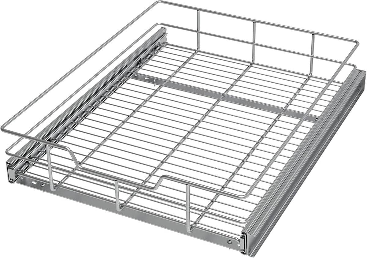 Pull Out Cabinet Organizer 20" W X 22" D, Slide Out Drawers For Kitchen Organizers and Storage, Pull Out Drawers For Cabinets Capacity Heavy Duty Caddy, Cabinet Shelves Chrome-Plated, Bathroom Pantry