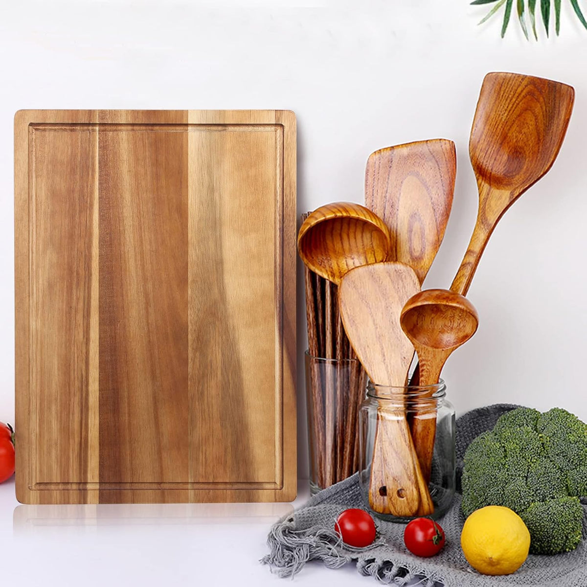 Decorative Acacia Wood Cutting Boards for Kitchen Meat Large Charcuterie Boards Best Hardwood Solid Chopping Board Butcher Block Bread Serving Cheese Board Big Maple Carving Cutting Board Non Toxic