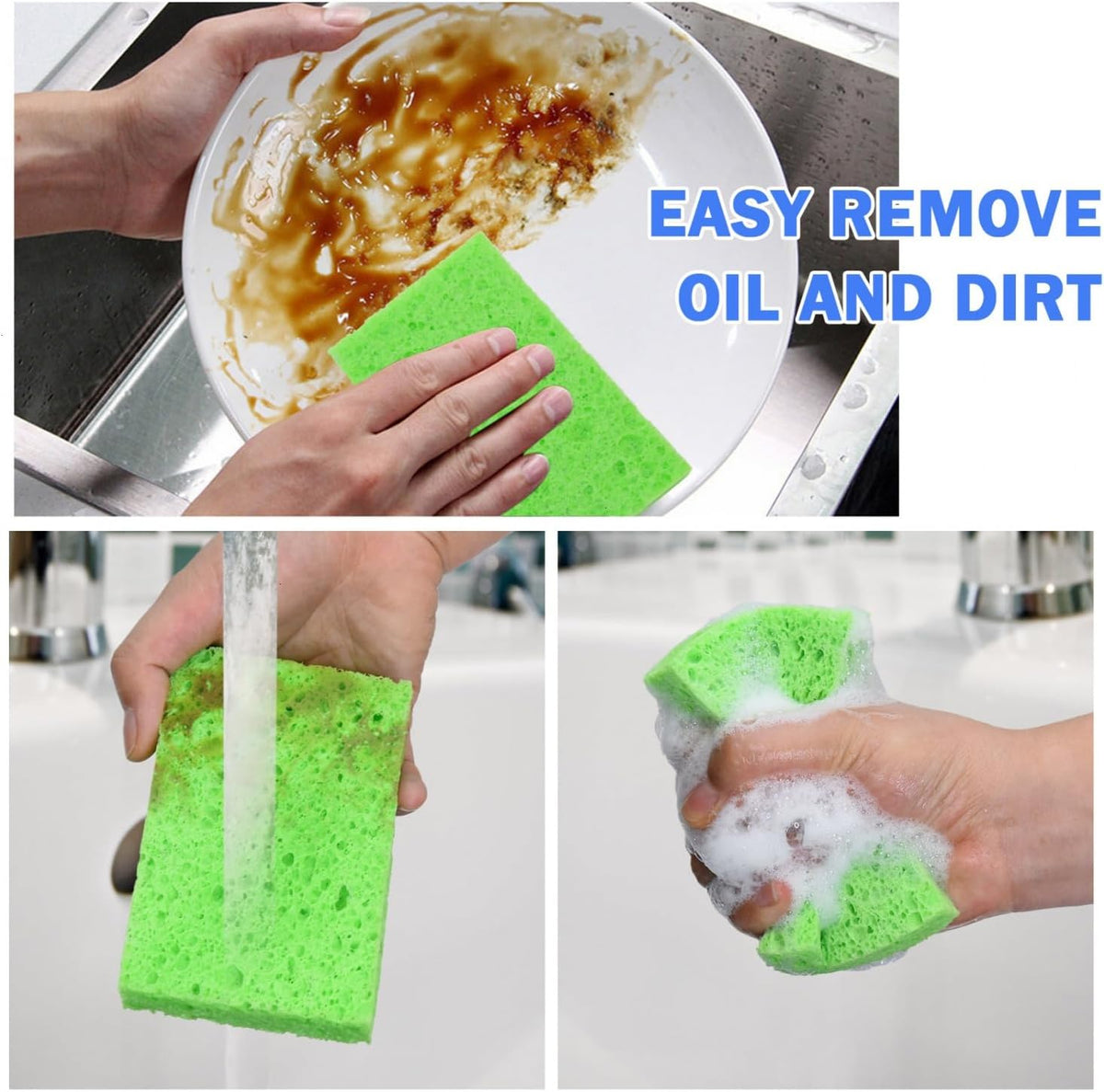 YoleShy 48 Pack Sponges Kitchen Natural Compressed Cellulose Sponges Durable Dish Sponge for Cleaning & DIY for Kids Reusable