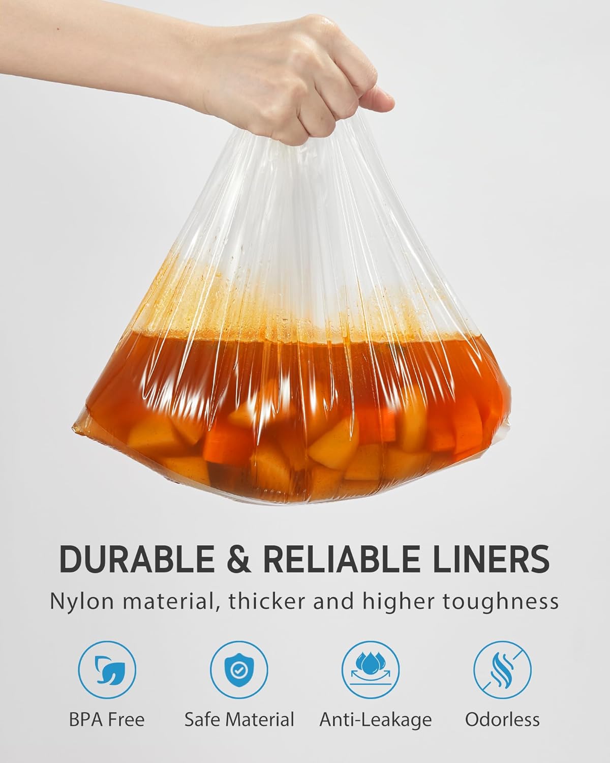 Syntus Crock Pot Liners, 20 Count 13" x 21" Large Size Slow Cooker Liners Fits 3-8 Quart Pots, Disposable Cooking Bags Suitable for Oval & Round & Retangular Crock Pot