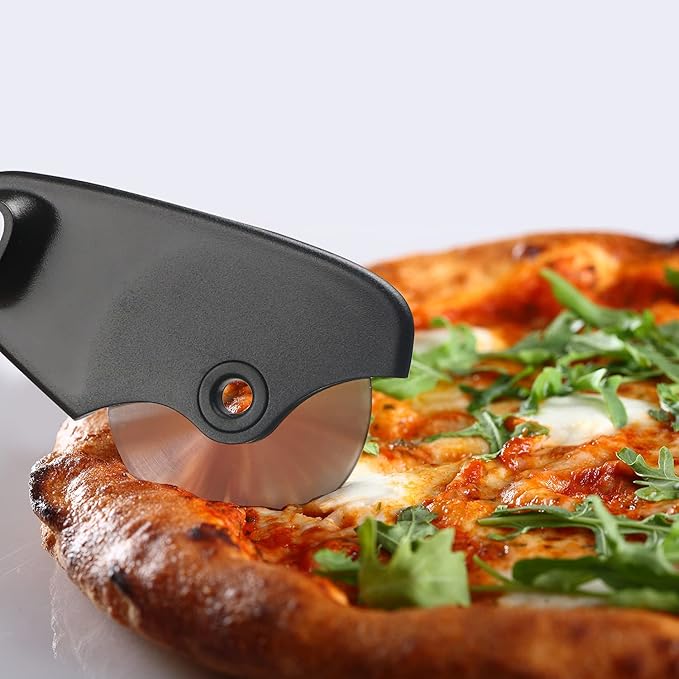Kitchen Gadgets Set 5 Pieces, Space Saving Cooking Tools Kitchen Accessories - Fruit/Vegetable Peeler, Cheese/Chocolate Grater, Bottle Opener, Pizza Cutter, Garlic/Ginger Grinder Gift Set (Black)