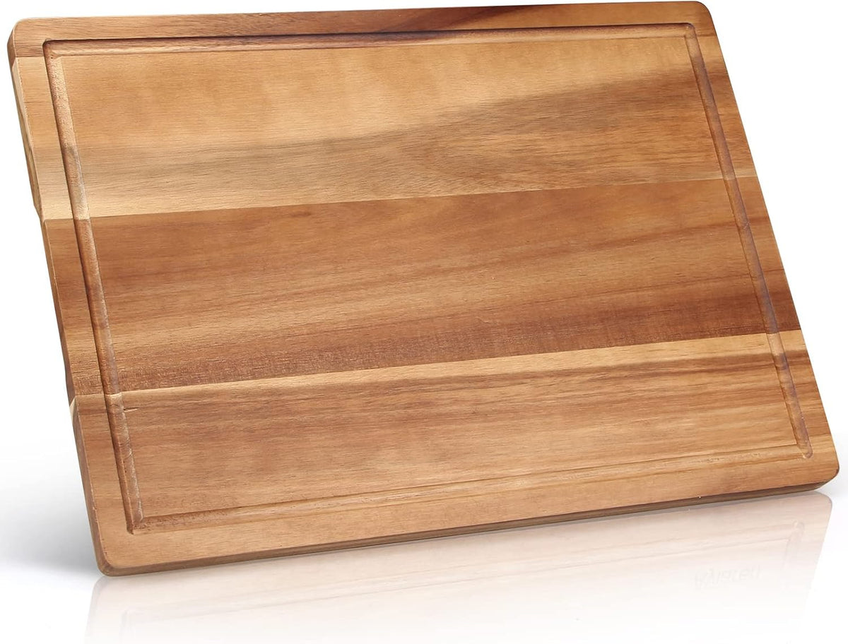 Solid Acacia Wood Cutting Boards for Kitchen Decor Wooden Charcuterie Board Meat Cheese Boards Butcher Block Pizza Bread Serving Board Hardwood Chopping Board Non Toxic Teak Small Cutting Boards