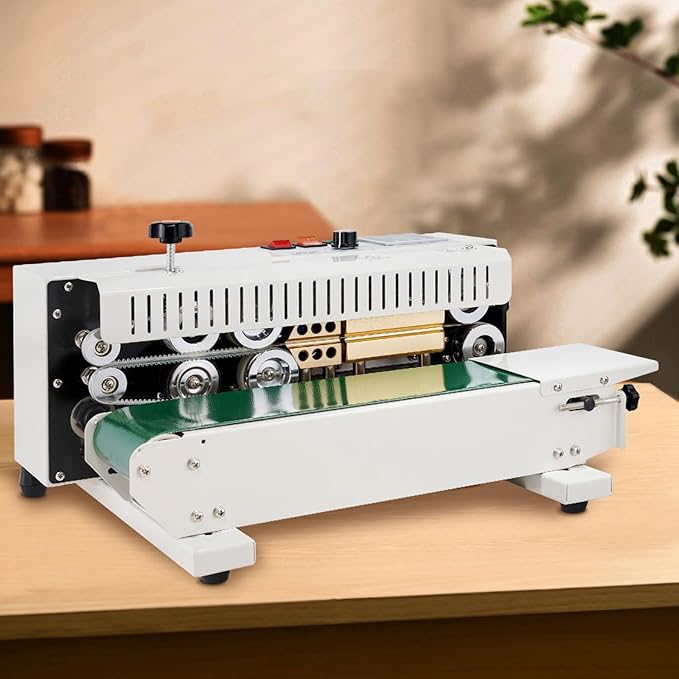 VEVOR Continuous Bag Band Sealing Machine, 0.24-0.47 in/6-12 mm Seal Width, Horizontal Band Sealer Machine with Digital Temperature Control, Carbon Steel Bag Sealer for 0.02-0.8 mm Plastic Bags Films