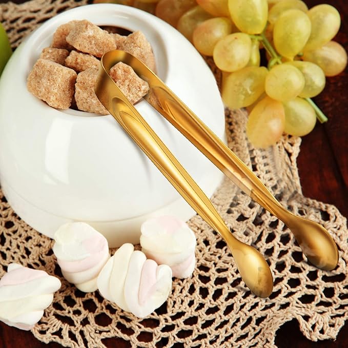 Gejoy 12 Pieces Mini Tongs Small Serving Tongs Stainless Steel Mini for Sugar Charcuterie Board Appetizers Dessert Serving Food Tiny Party Danish Candy supplie