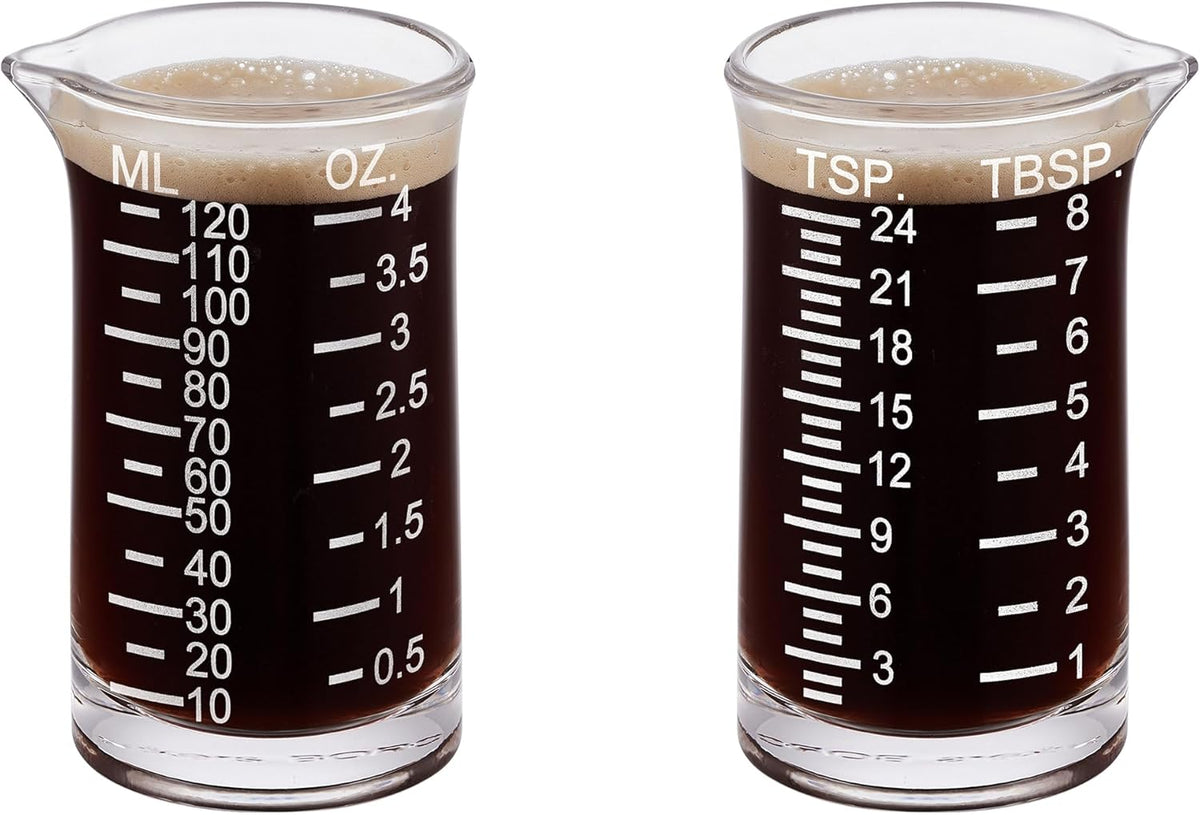 Ackers 4 Oz Glass Measuring Cup,Borosilicate Shot Glass with V-Shaped Spout-Etching Scale