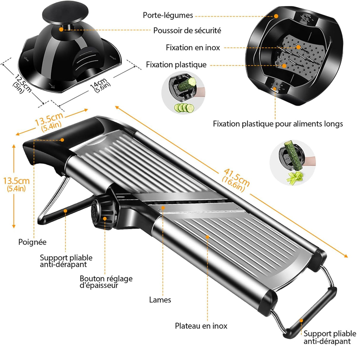 MASTERTOP Adjustable Mandoline Food Slicer,Vegetable Slicer Fruit Cutter,Stainless Steel Kitchen Mandolin,Julienne Slicers for Kitchen Onion Potato, Tomato, Carrot, Vegetable, and Fruit