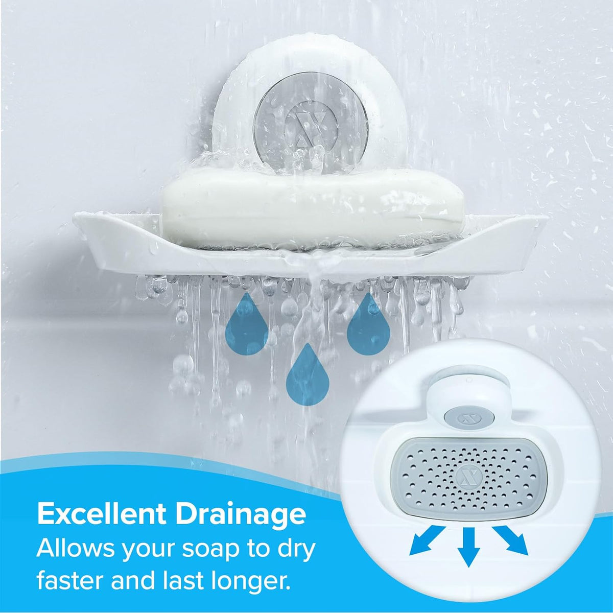 SlipX Solutions Strong Hold Soap Saver, Suction Cup Soap Holder, Must Have Universal Kitchen & Bathroom Shower Accessories, White
