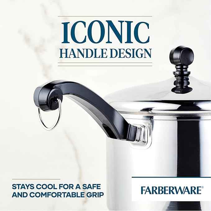 Farberware Classic Stainless Steel 3-Quart Covered Straining Saucepan - - Silver