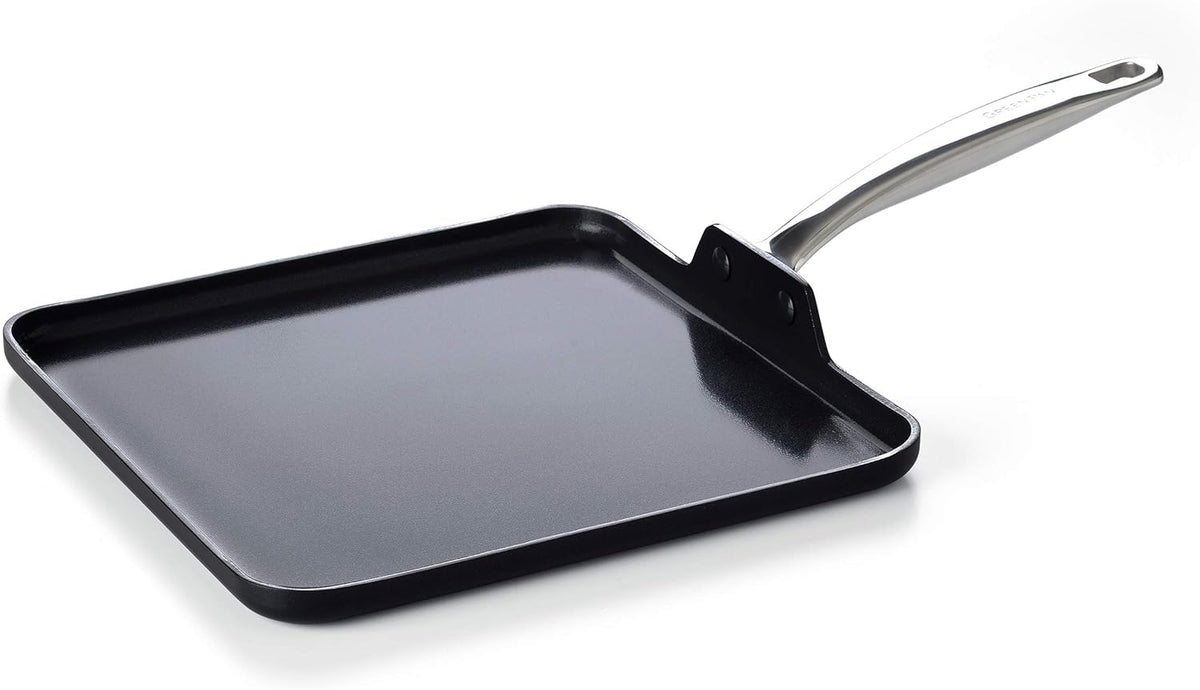 GreenPan Chatham Black Prime Midnight Hard Anodized Healthy Ceramic Nonstick, 11" Griddle Pan, PFAS-Free, Dishwasher Safe, Oven Safe, Black