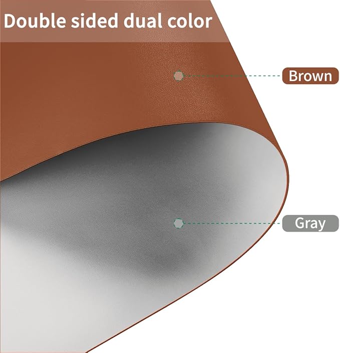Leather Dresser Cover,1.8mm Thick,14x96 Inch,Dresser Protector Top,Dresser Top Protector,Dresser Cover Top,Dresser Top Cover,Dresser Cover Top for Bedroom.(Brown+Gray,14x96)