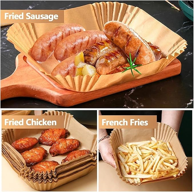 Large Air Fryer Disposable Paper Liners Nonstick 23cm Oven Airfryer Parchment Baking Paper ，Compatible For Ninja，Compatible For COSORI ，Grill Cooking Basket(20cm round,250 Pcs)
