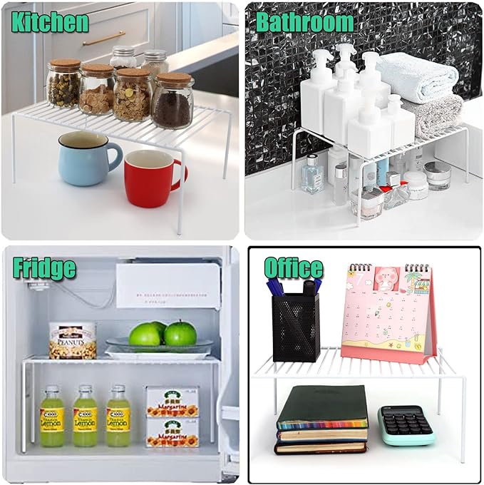 Cabinet Storage Shelf Rack Set of 2, Medium (13 x 9.4 inch) Rustproof Metal Wire Kitchen Cabinet Organizer and Storage, Cupboard Spice Shelf Rack for Plate, Dish, Counter & Pantry Organization