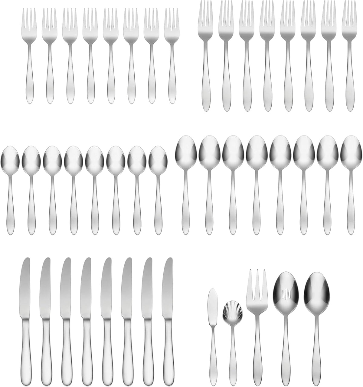 Oneida B336045A Mooncrest 45-Piece Flatware Set, Service for 8,Silver,45 Piece