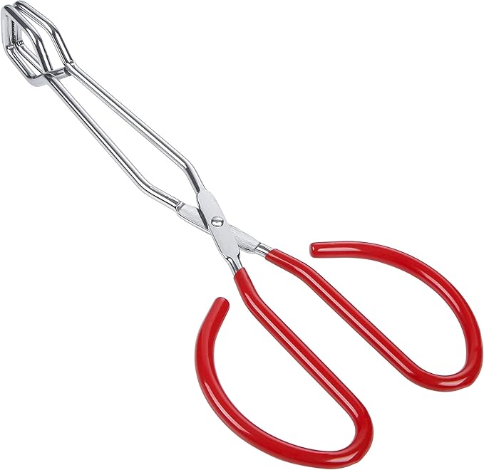 MSY BIGSUNNY Stainless Steel Scissor Tongs Heavy Duty Cooking Tongs with Soft Handles (1, red 10")