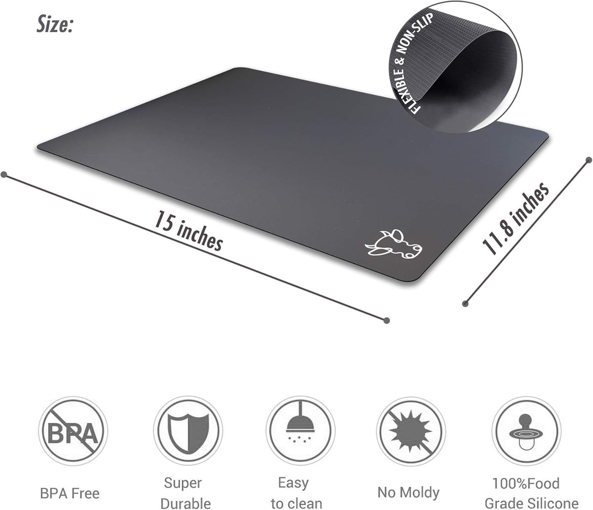 Fotouzy Flexible Plastic Cutting Board Mats with Food Icons, BPA-Free, Non-Porous, 100% Non-slip Back and Dishwasher Safe, Unique Modern Neutral Colors, Set of 4