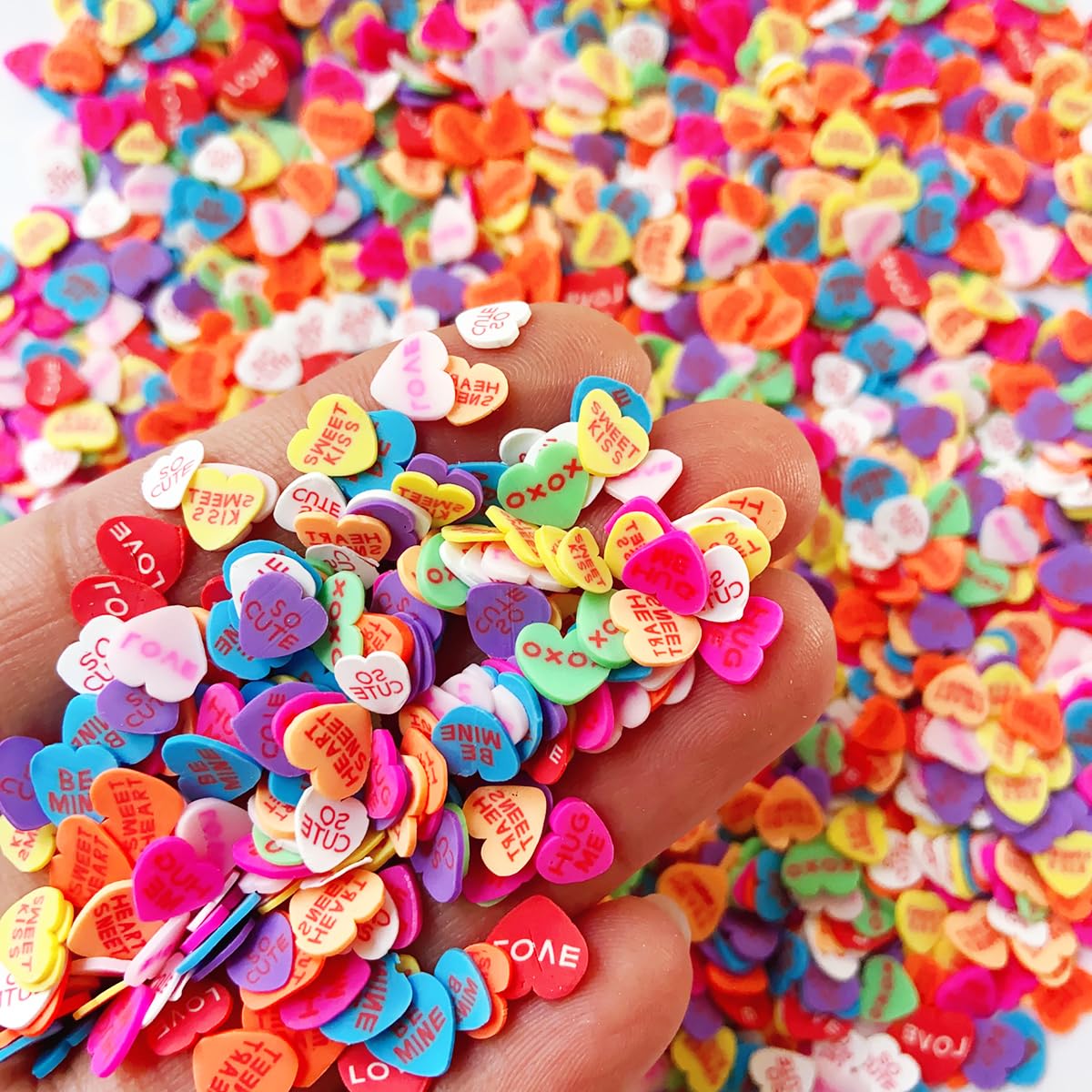 EHOPE Fake Sprinkles Resin Sprinkles Fake Candy Sprinkles Clay Sprinkles Polymer Sprinkles Polymer Clay Slices for Nail Art DIY Crafts Cake Phone Case(40G-Love Heart-47)