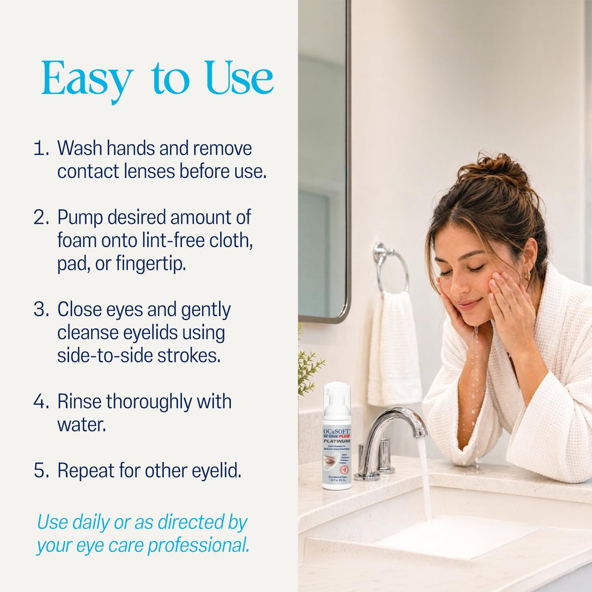 OCuSOFT Lid Scrub PLUS Platinum Foaming Eyelid Cleanser – 50 mL Foam Pump