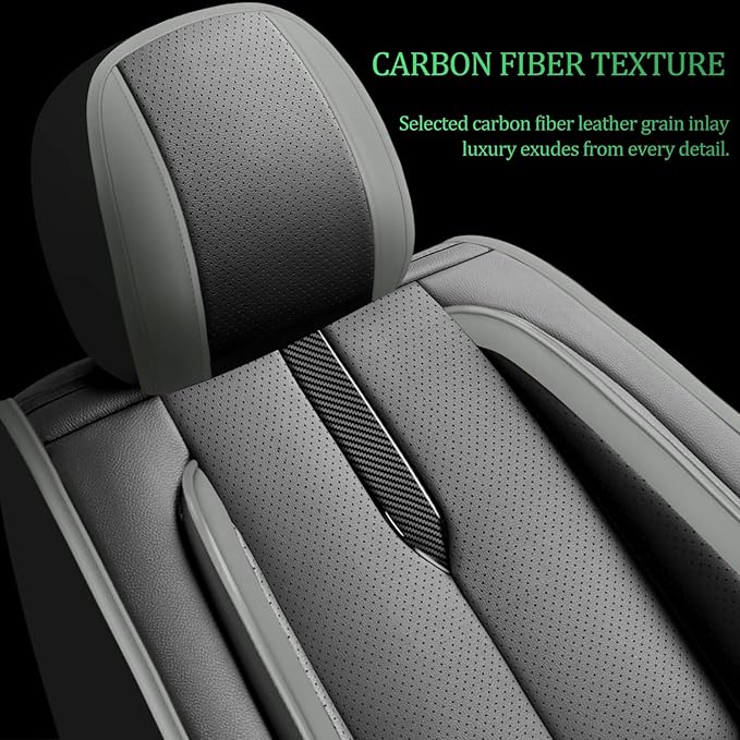 Fit Honda Fit Car Seat Covers for Honda Fit 2007-2019 2020-Upgraded Premium Waterproof & Breathable Leather,Airbag Compatible,All-Weather Seat Cushion Protector,Full Set,Black-Grey