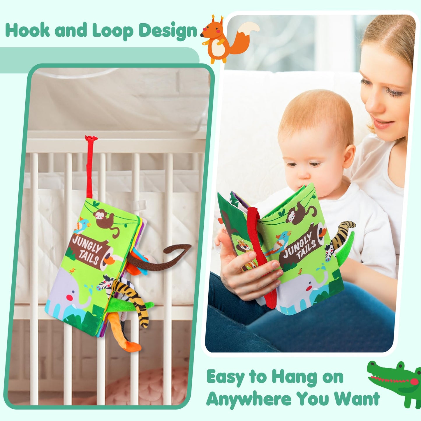 beiens Baby Books Toys, Tummy Time Touch and Feel Sensory Toys for Infant