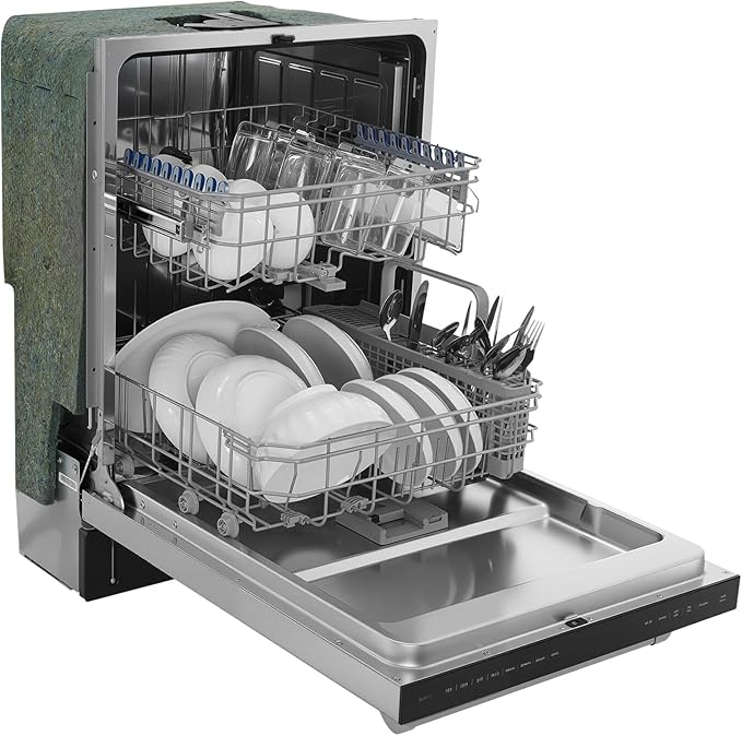 VEVOR 24 Inch Built-In Dishwasher, Stainless Steel Tub, 14 Place Settings and 8 Washing Programs, 23.82 x 25.2 x 33.78 Inch Low-Noise Dishwashing Machine with Upper/Lower Racks and Zoned Storage
