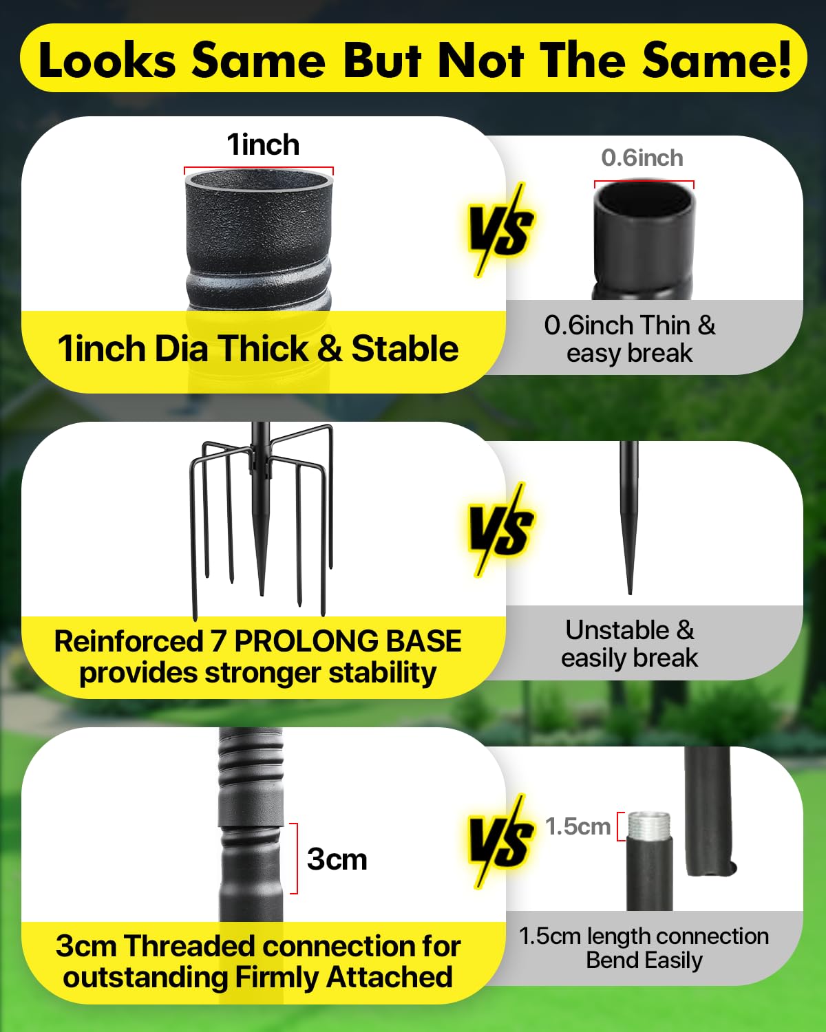 Smart Bird Feeder Pole Stand - 92 Inch Birdhouse Pole Heavy Duty Mounting Kits 7-Prong Base for Outdoor Metal Adjustable Bird Feeding Station for WildBird Watching Garden