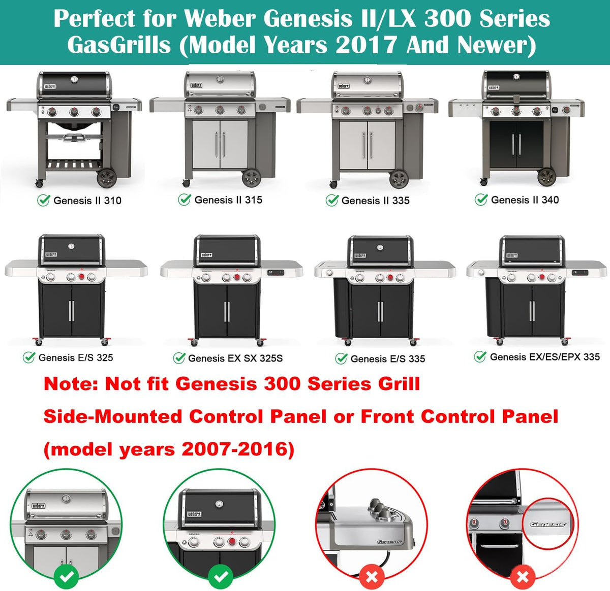 Griddle Inserts & Grate for Weber Genesis II 300 Series Grills, Flat Top Grill Griddle for Weber GS4 Genesis ii E-310/315/325/330/335 S-310/335, Replace for 6788 Full-Size Griddle
