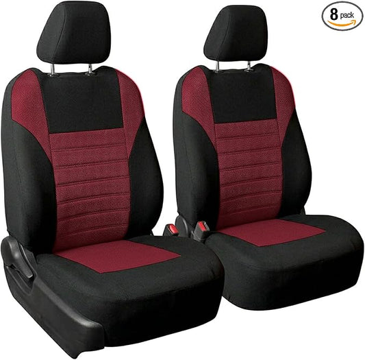 FH Group Automotive Car Seat Covers Front Set Premium 3D Air Mesh Front Seat Covers, Airbag Compatible Universal Fit Interior Accessories for Cars Trucks and SUVs - Burgundy