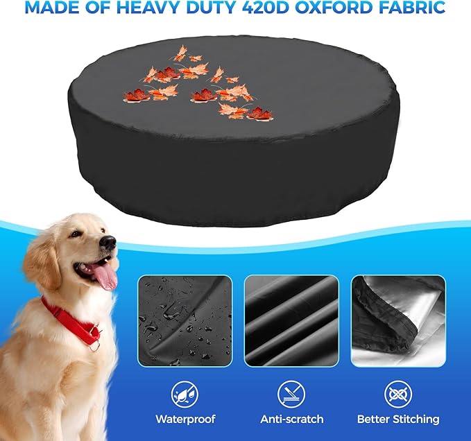 55 inch Foldable Dog Pet Bath Pool Cover, Portable Round Collapsible Pool Cover with Oxford Cloth Material and Drawstring Design for Dog Pet Pool, Waterproof and Dustproof (Black)