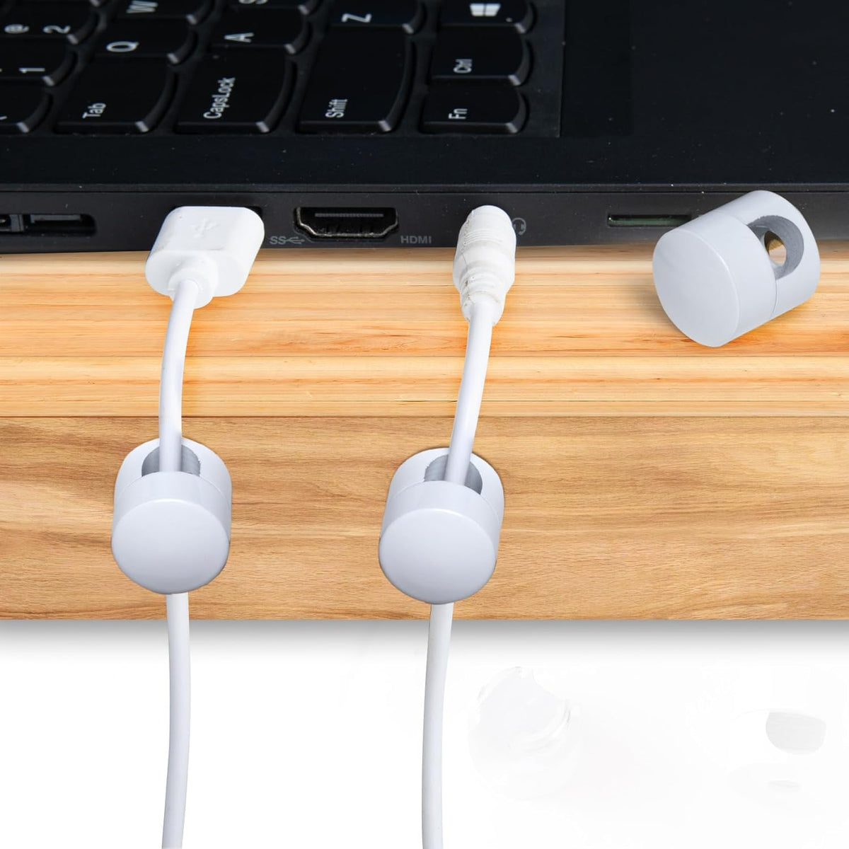 3 Sets Charger Holders for Cords, White Adjustable Cable Anchor Holders, Adhesive Metal Cord Clips, Cable Management Wire Organizers for Desk, Office, Nightstand