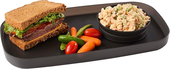 madesmart dipware Small Serving Plate, Collapsible & Removable Dip Bowl for Salsa, Queso, Salad, Olives, Premium Dishwasher & Microwave Safe, Multipurpose Plate & Bowl, Carbon