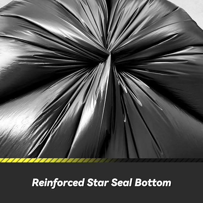 100 Count 55-60 Gallon Trash Bags, Sturdy & Tear-Resistant Commercial Can Liners 55 Gallon, Large Garbage Bags, Large Black Trash Bags for Commercial, Lawn and Leaf Bags