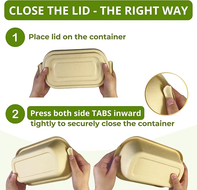 37 Oz Bamboo Disposable Food Containers, 50 Pack - Heavy Duty, Microwavable, Oven Safe - Perfect For Meal Prep, Salads, Lunch, To Go Food - Biodegradable (Brown)