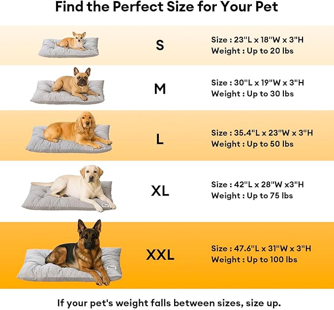 FUNNY FUZZY Dog Bed Crate Pad Mat, Washable Reversible Pet Floor Mats,Fluffy Kennel Pad for Large Sized Dog,Indoor Cats,Sleeping Mattress, 35.4" × 22.8", Light Grey