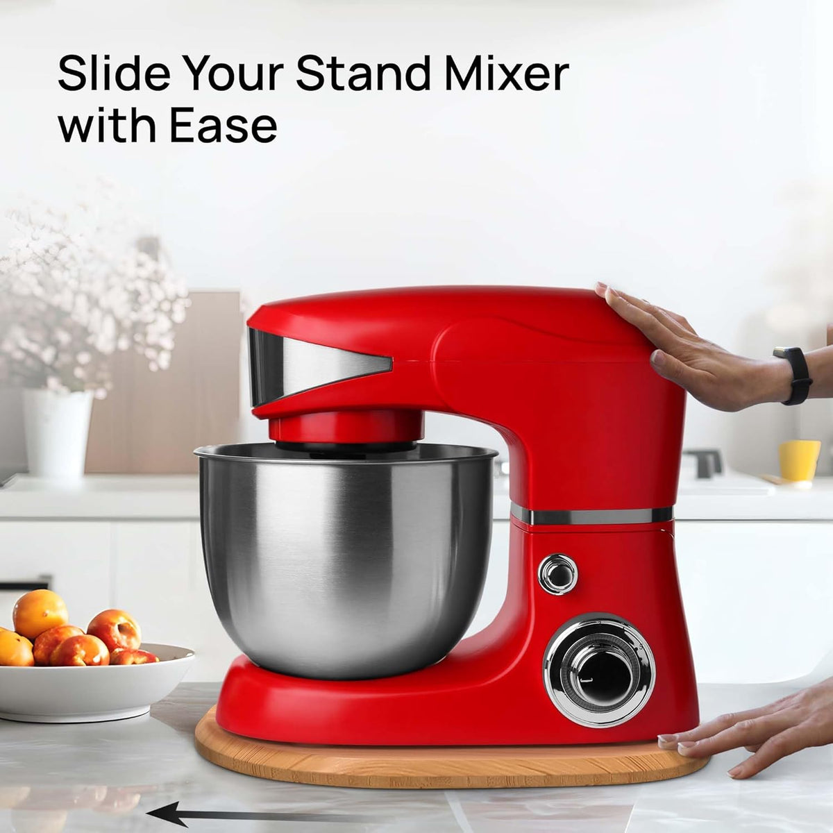 Ibyx Elegant Sliding Tray - Compatible with 5.5 Qt KitchenAid Stand Mixers and Other Heavy Appliances (Natural)