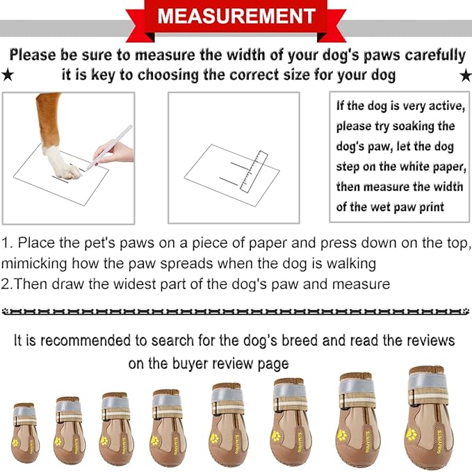 QUMY Dog Shoes for Large Dogs, Medium Dog Boots & Paw Protectors for Winter Snowy Day, Summer Hot Pavement, Waterproof in Rainy Weather, Outdoor Walking, Indoor Hardfloors Anti Slip Sole Khaki 4