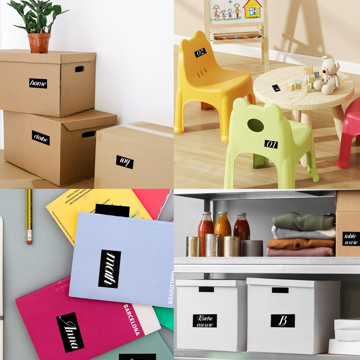 STARLIBOO Colored Labels Stickers 3 x 2 Inch, Rectangle Moving Labels, 250Pcs Removable Square Label Inventory Stickers, Garage Sale Price Stickers, Adhesive Moving Labels for Boxes