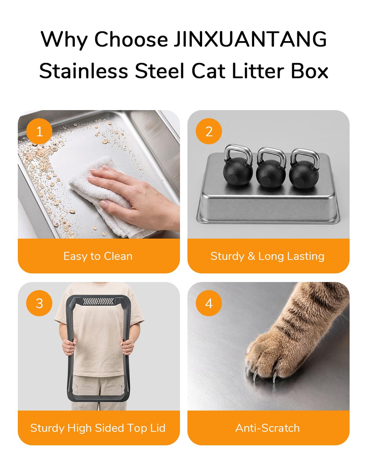 JINXUANTANG XL Cat Litter Box: High-Sided Anti-Urine Leakage for Big Cats