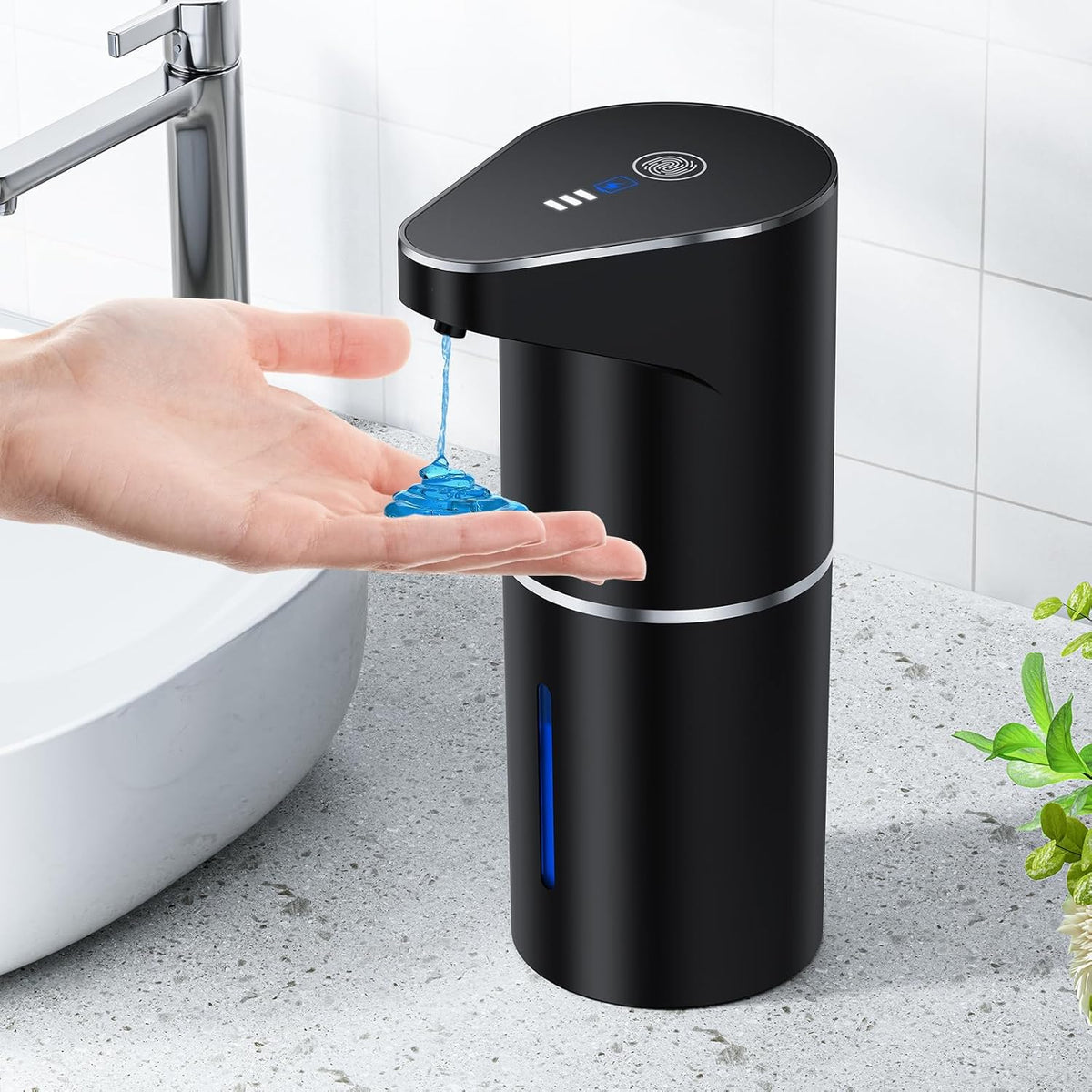Automatic Soap Dispenser,Touchless Hand Wall Mount Rechargeable 3 Gear Adjustable Electric Soap Dispenser 350ml with Infrared Motion Sensor for Bathroom,Kitchen,Office, Black