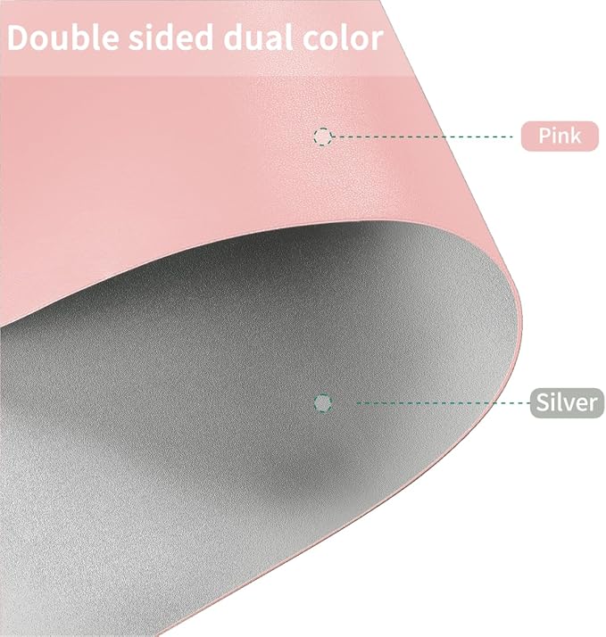 Desk Pad Mat - 24x60 Inch Waterproof Easy to Clean Can Conceal Flaws Protector The Table Top from Scratches Used for Coffee Table Office Table Dresser(Pink+Silvery 24x60)