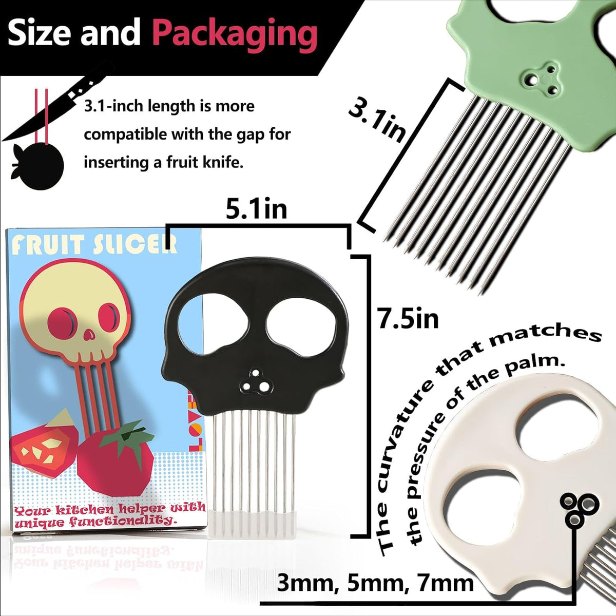 Stainless Steel Onion Cutter – Multi-Function Vegetable Cutter & Herb Stripper for Avocados, Eggs, Tomatoes, Potatoes (Black)