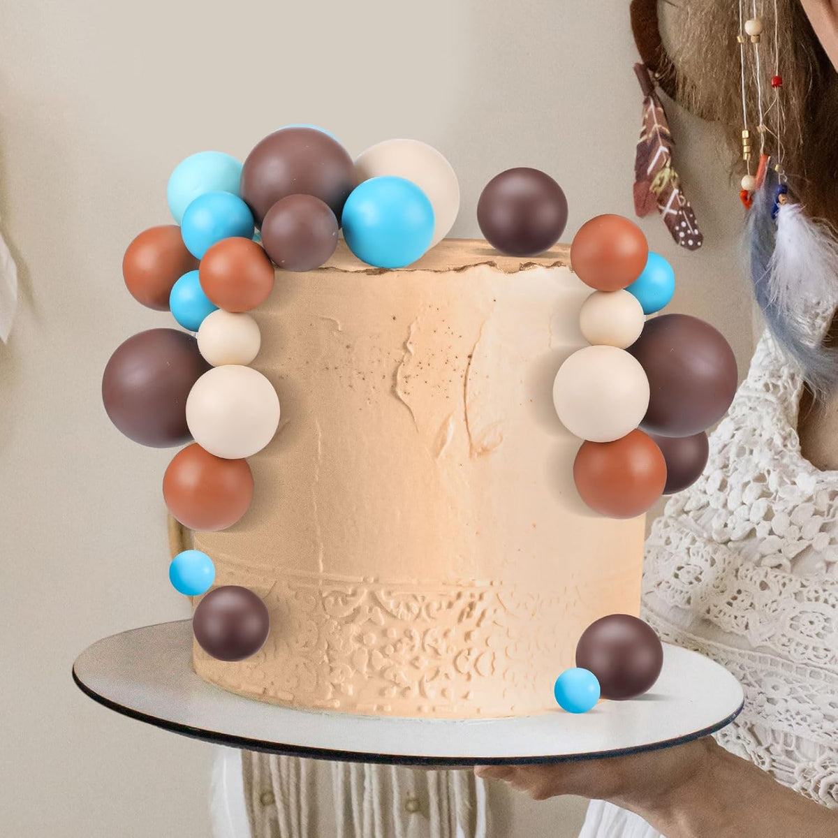 108 Pcs Balls Cake Topper DIY Cupcake Insert Foam Balloons for Cake Baking Wedding Anniversary Birthday Decoration(Retro Colors,Multi Sizes)