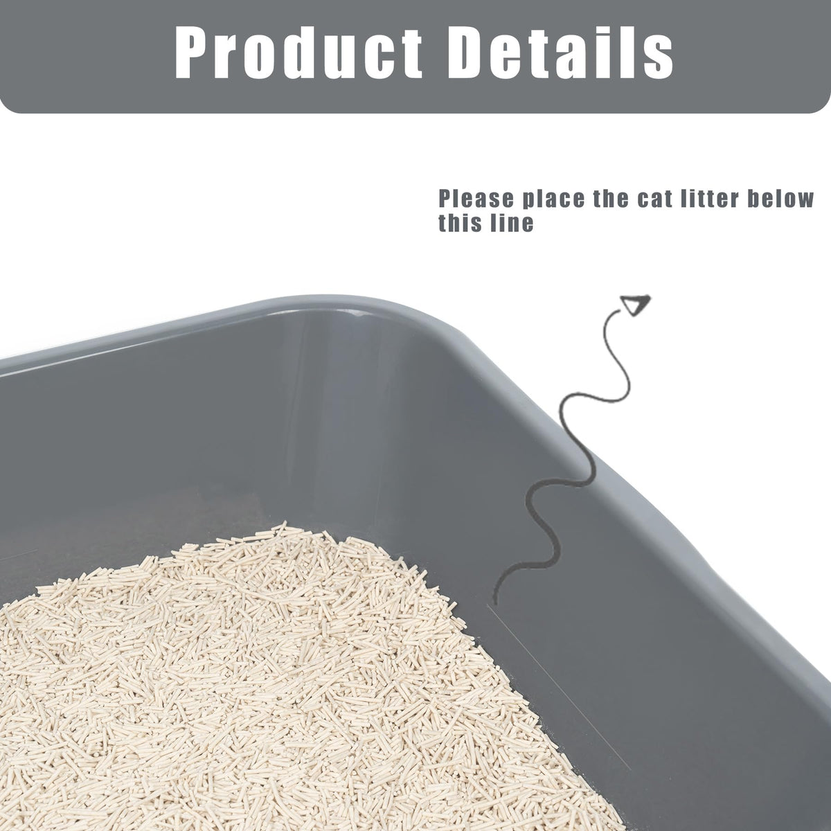 Ying Tutu 1 Pack of Extra Large Cat Litter Box (ABS Material), Low Entry Senior Litter Pen for Geriatric Kitty Big Cats, Jumbo Pet Safe Litter Boxes Tray for Indoor Pets Potty (Gray, 24" L x 20" W)