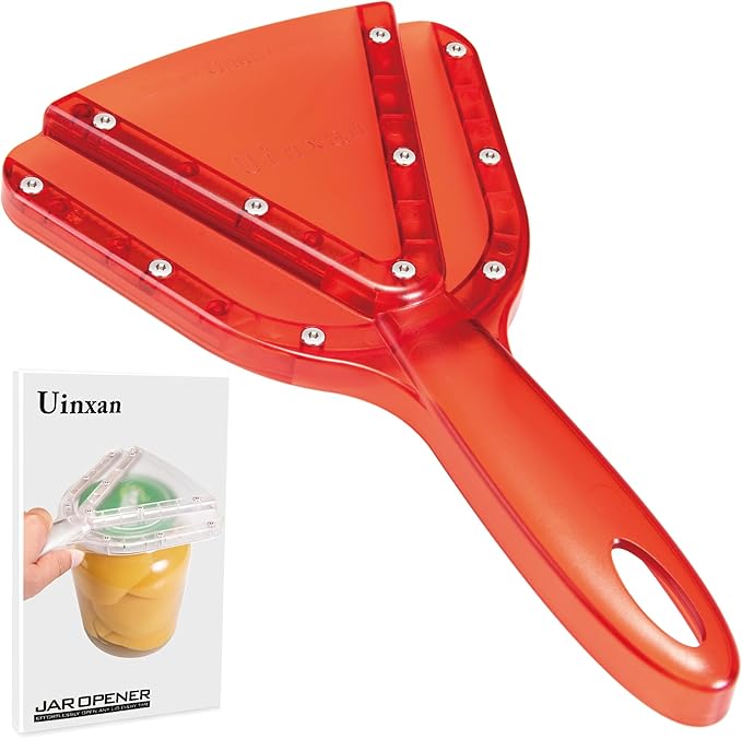 Jar Opener for Weak Hand & Seniors with Arthritis,Easy Twist Off Bottle Caps,Patent | Unique Kitchen Gadgets, Christmas Gifts for Elderly/Women/Men (Red)