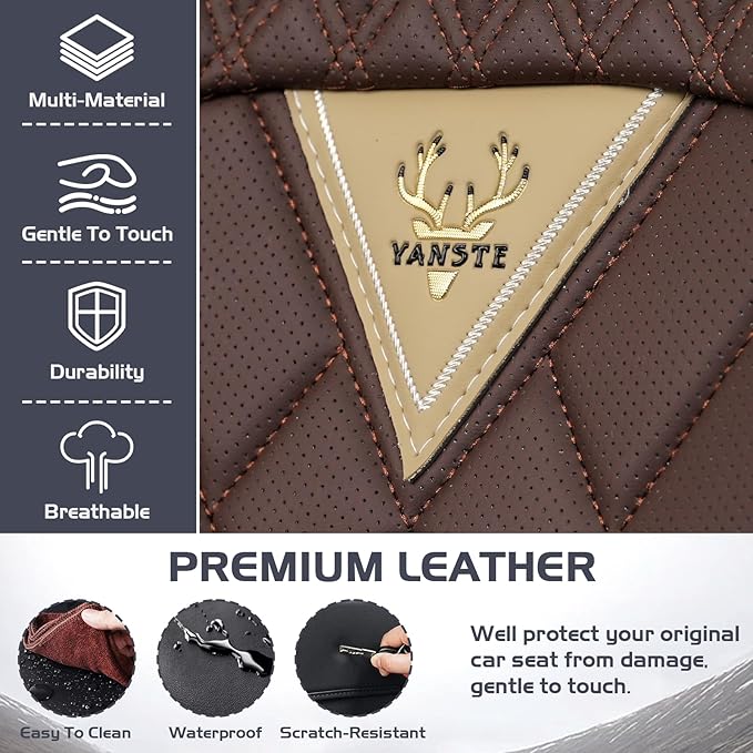 Truck Seat Covers for Nissan Frontier 2009-2026, Waterproof Premium Leather Full Coverage Car Seat Cover, Muscle Sport Style Auto Interior Seat Cover Sets (Full Set/Brown Coffee)