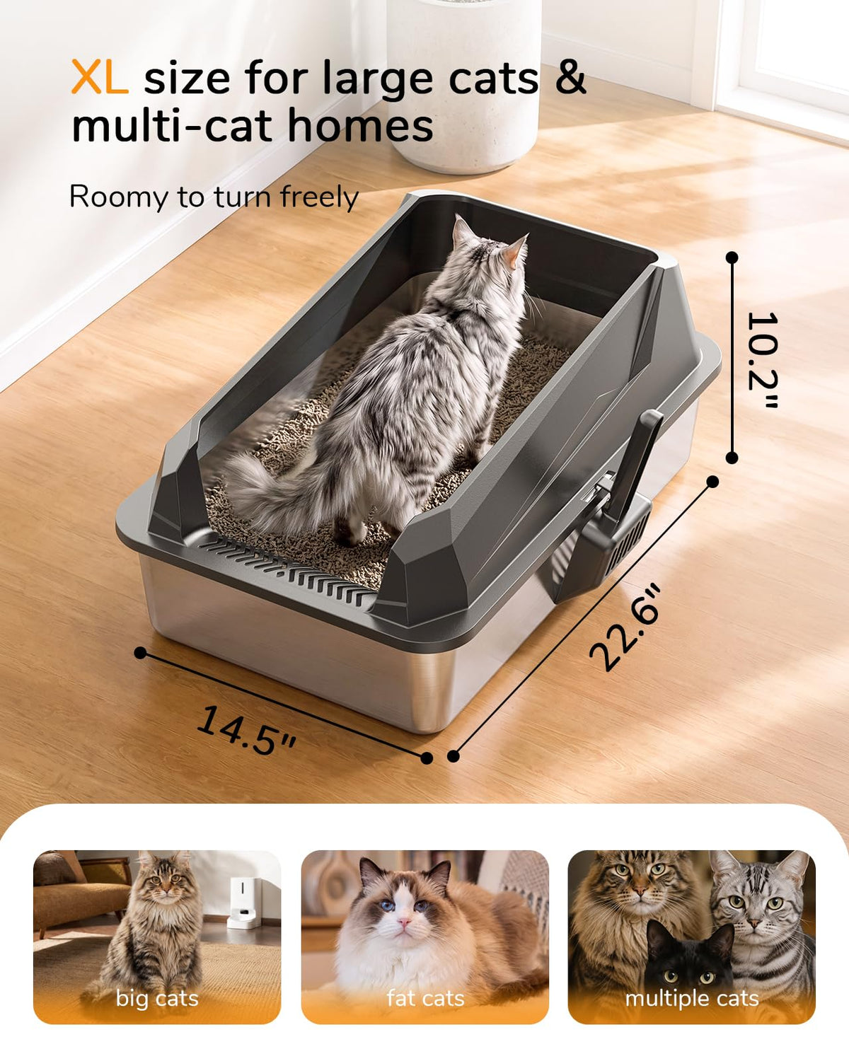 JINXUANTANG XL Cat Litter Box: High-Sided Anti-Urine Leakage for Big Cats