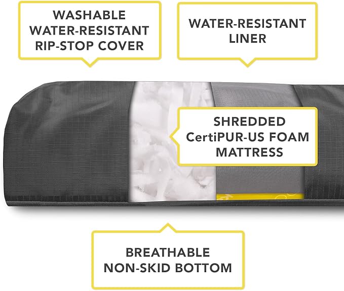 K9 Ballistics Tough Rectangle Pillow Medium Dog Bed - Removable Cover, Washable, Durable & Water Resistant Dog Bed Made for Medium Dogs 33"x27" Blue Quartz