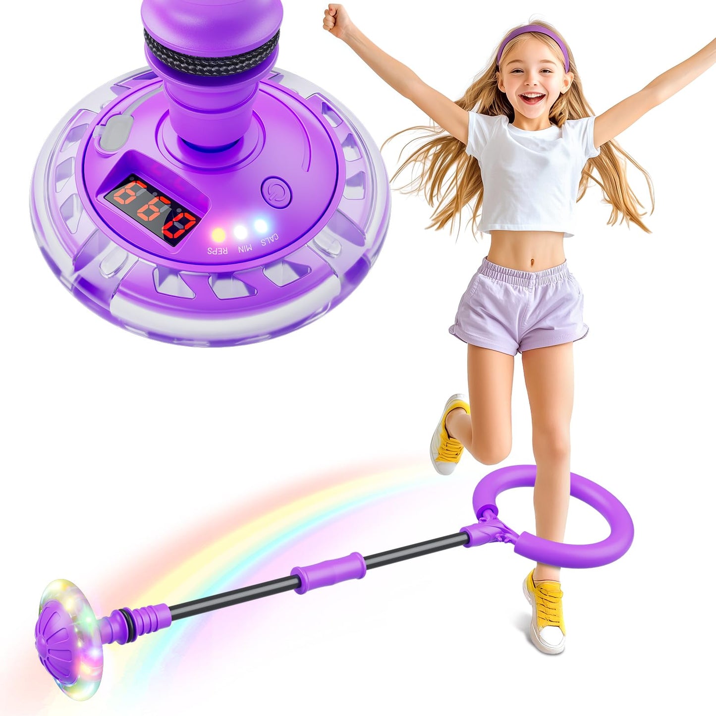 Flooyes Skip Ball for Kids, Ankle Skip Ball Toy with Counter, Timer