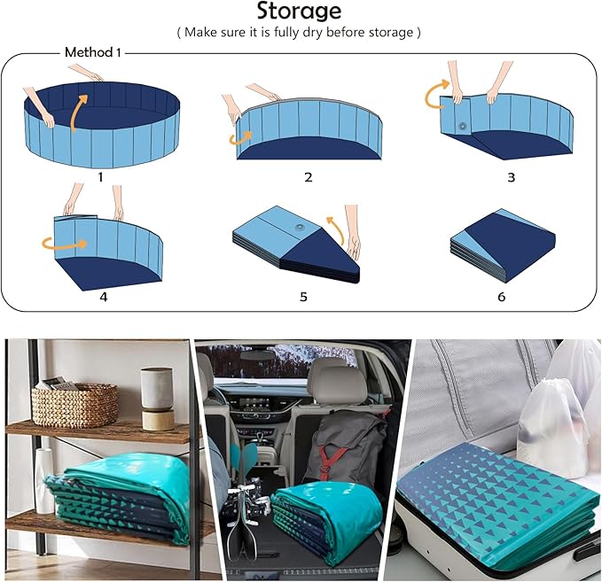 Jasonwell Foldable Dog Kiddie Pool - Hard Plastic Kids Paddling Pool Toddler Baby Swimming Pools for Backyard Collapsible Whelping Box Pet Doggie Cats Wading Pools Bathtub for Puppy Large Dogs 87In
