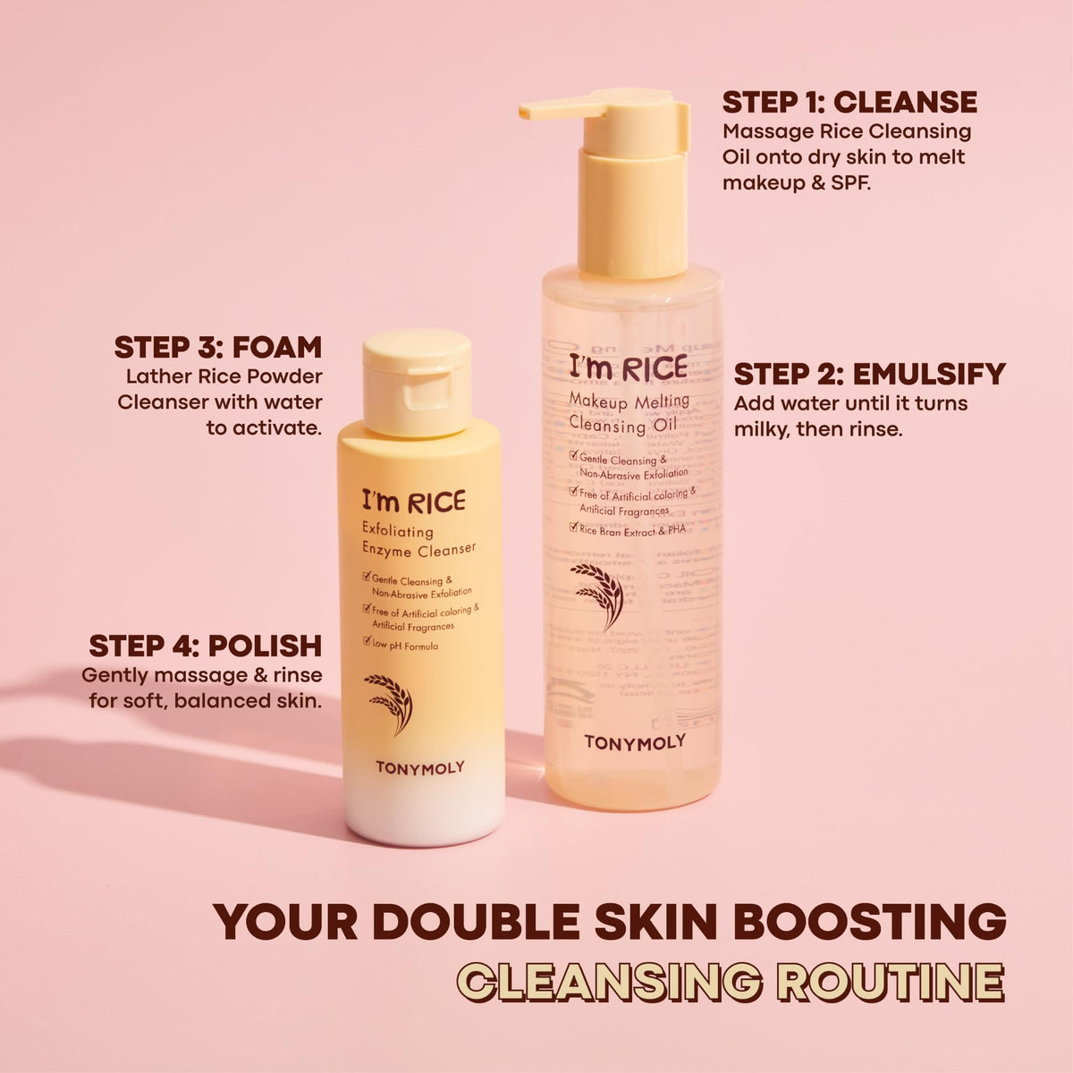 TONYMOLY I'm Rice Oil Cleanser - Korean PHA Makeup Remover, Non-Comedogenic