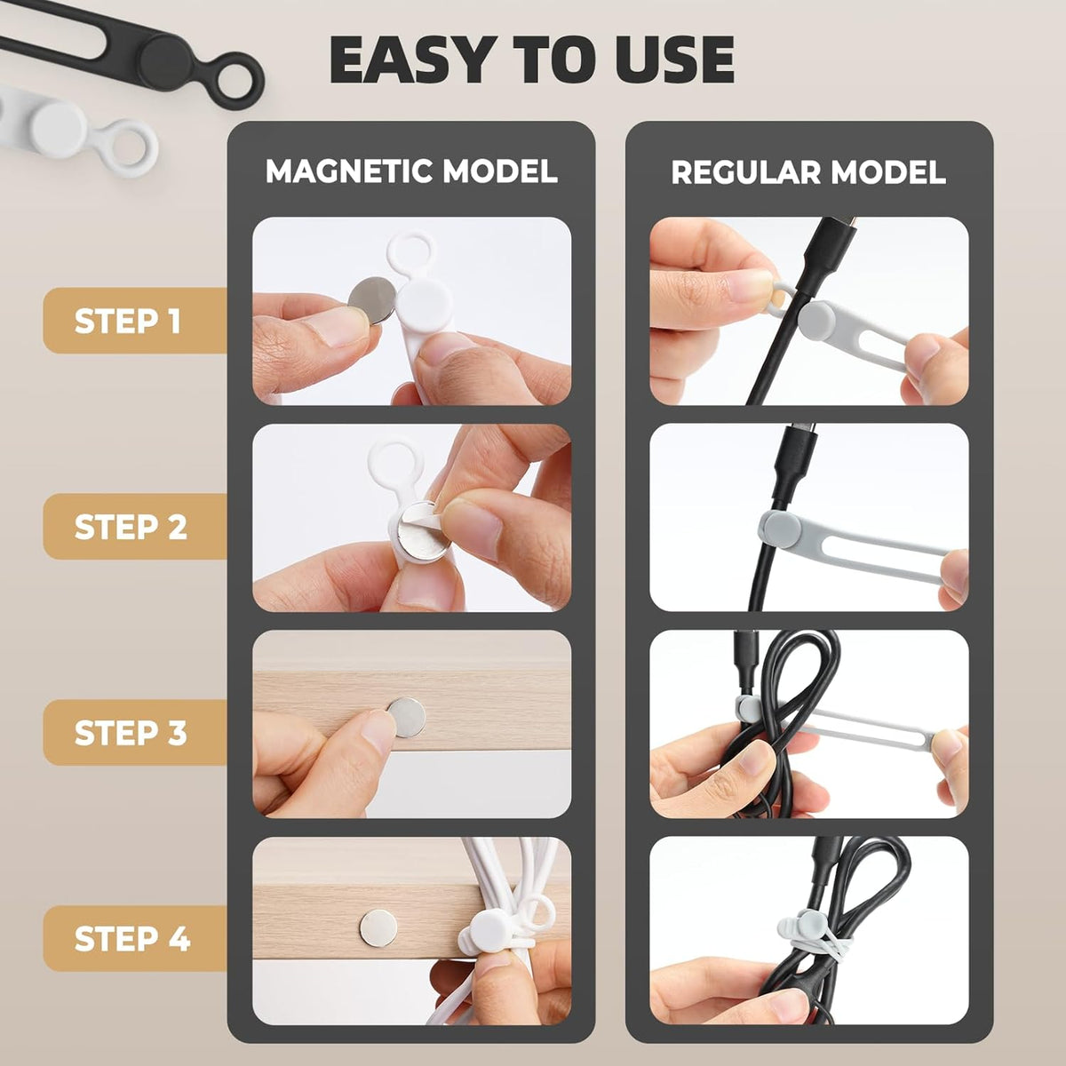 Silicone Cable Ties, Magnetic Data Cable Organizers Reusable Cable Ties Wire Organizer Adjustable Fastening Cable Straps Magnetic Silicone Cable Straps Cord Organizer for Bundling Earphone